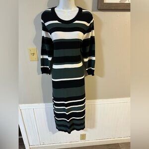Torrid Black and White Striped Long Sleeve Dress